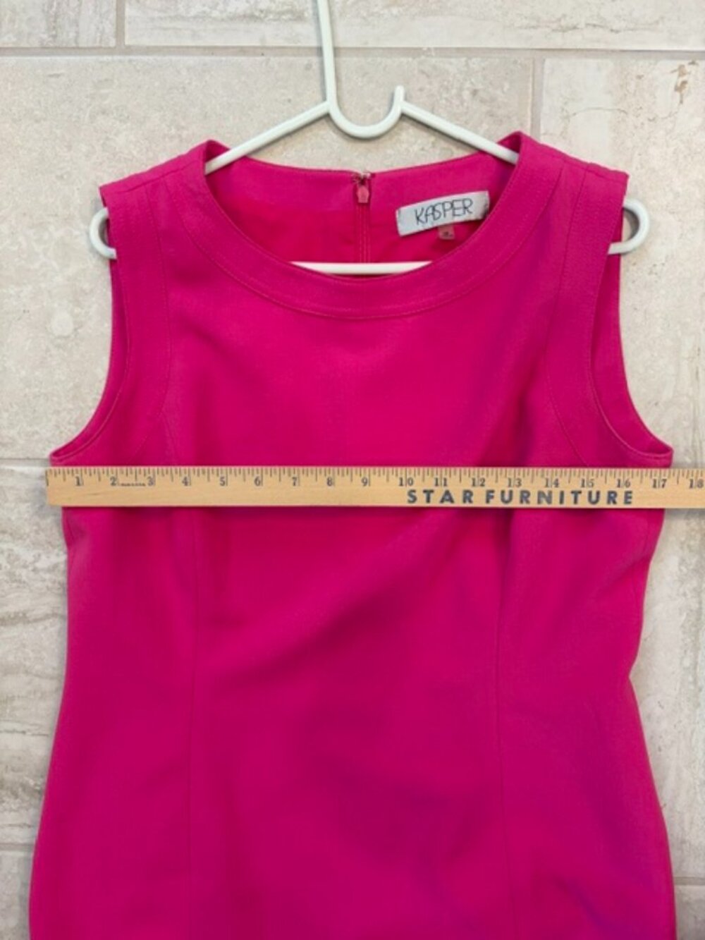 Kasper Hot Pink Sleeveless Crepe Sheath Dress Size 10 Barbiecore Career Glam - Picture 8 of 8